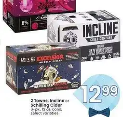 Albertsons 2 Towns, Incline or Schilling Cider - 6-pk., 12 oz. cans, select varieties offer
