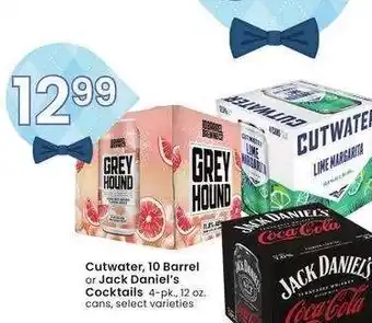 Albertsons Cutwater, 10 Barrel or Jack Daniel's Cocktails - 4-pk., 12 oz. cans, select varieties offer