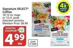 Albertsons Signature SELECT Coffee - 10-12 oz. bags or 12 ct. pods Selected varieties Member Price: $6.99 offer