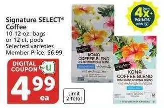 Albertsons Signature SELECT Coffee - 10-12 oz. bags or 12 ct. pods Selected varieties Member Price: $6.99 offer