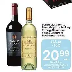 Albertsons Santa Margherita Pinot Grigio or Rodney Strong Alexander Valley Cabernet Sauvignon - 750 ml offer