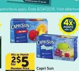 Albertsons Capri Sun - 10 pack Selected varieties Mix or Match Single Member Price: $3.99 offer