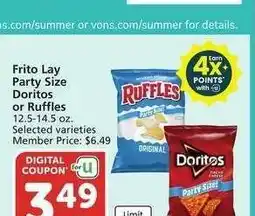 Albertsons Frito Lay Party Size Doritos or Ruffles - 12.5-14.5 oz. Selected varieties Member Price: $6.49 offer
