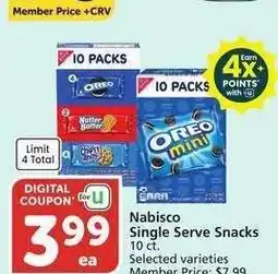 Albertsons Nabisco Single Serve Snacks - 10 ct. Selected varieties Member Price: $7.99 offer