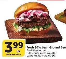 Albertsons Fresh 80% Lean Ground Beef - Available in the full service meat counter Carne molida 80% magra offer