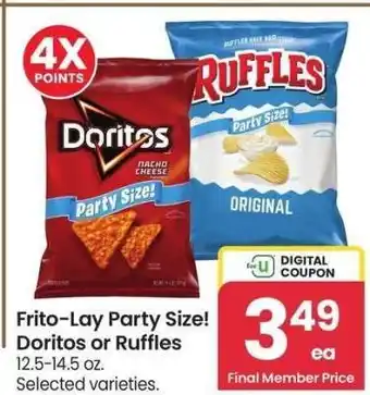 Albertsons Frito Lay Party Size Doritos or Ruffles - 12.5-14.5 oz. Selected varieties offer