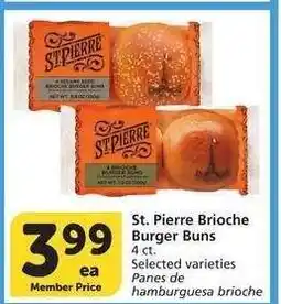 Albertsons St. Pierre Brioche Burger Buns - 4 ct. Selected varieties Panes de hamburguesa brioche offer
