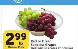 Albertsons Red or Green Seedless Grapes - Uvas rojas o verdes sin semillas offer