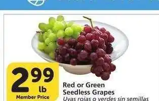 Albertsons Red or Green Seedless Grapes - Uvas rojas o verdes sin semillas offer