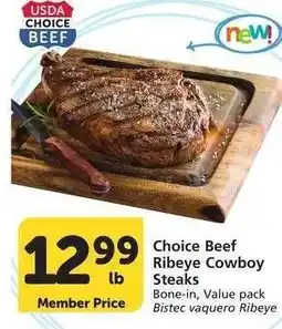 Albertsons Choice Beef Ribeye Cowboy Steaks - Bone - in, Value pack Bistec vaquero Ribeye offer