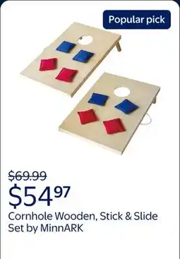 Walmart Cornhole Wooden, Stick & Slide, 10 Pieces, 2 Boards, 8 Bean Bags, Family Games, Ages 3+ by MinnARK offer