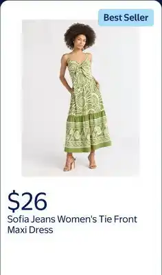 Walmart Sofia Jeans Women's and Women's Plus Tie Front Maxi Dress offer