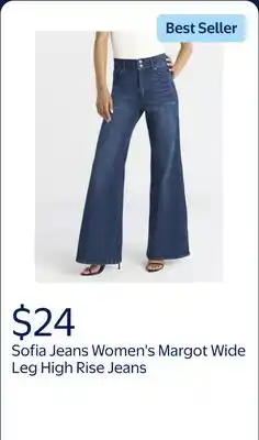 Walmart Sofia Jeans Women's Margot Wide Leg High Rise Jeans, 30.5 and 32.5 Inseams offer