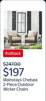 Walmart Mainstays Chelsea 2-Piece Outdoor Wicker Chairs offer