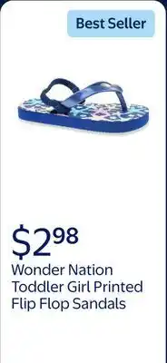Walmart Wonder Nation Toddler Girl Printed Flip Flop Sandals offer