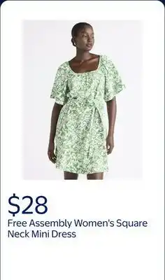 Walmart Free Assembly Women's Square Neck Mini Dress offer