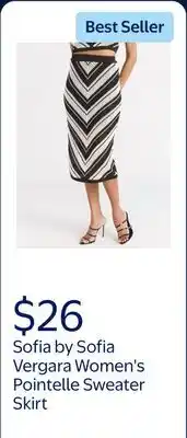 Walmart Sofia by Sofia Vergara Women's and Women's Plus Pointelle Sweater Skirt offer