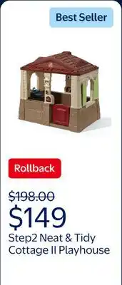 Walmart Step2 Neat & Tidy Cottage II Brown Playhouse Plastic Kids Outdoor Toy offer
