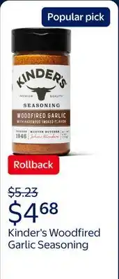 Walmart Kinder's Woodfired Garlic Seasoning with Hardwood Smoked Flavors offer