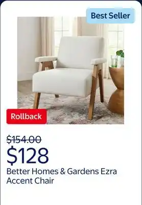 Walmart Better Homes & Gardens Ezra Accent Chair, Living Room, Cream offer