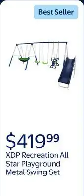 Walmart XDP Recreation All Star Playground Metal Swing Set for up to 7 Children offer