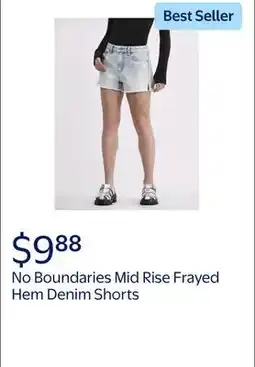 Walmart No Boundaries Mid Rise Frayed Hem Denim Shorts, Women's offer