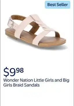 Walmart Wonder Nation Little Girls and Big Girls Braid Sandals offer