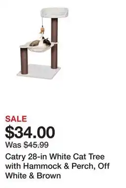 Petsmart Catry 28-in White Cat Tree with Hammock & Perch, Off White & Brown offer