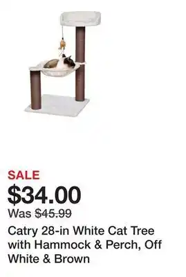 Petsmart Catry 28-in White Cat Tree with Hammock & Perch, Off White & Brown offer