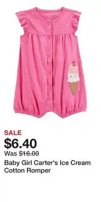 Kohl's Baby Girl Carter's Ice Cream Cotton Romper offer