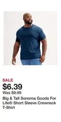 Kohl's Big & Tall Sonoma Goods For Life Short Sleeve Crewneck T-Shirt offer