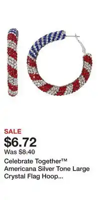 Kohl's Celebrate Together Americana Silver Tone Large Crystal Flag Hoop Earrings offer