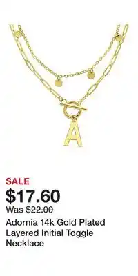 Kohl's Adornia 14k Gold Plated Layered Initial Toggle Necklace offer