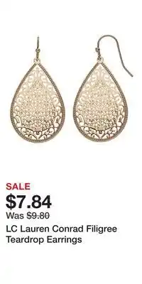 Kohl's LC Lauren Conrad Filigree Teardrop Earrings offer