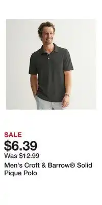 Kohl's Men's Croft & Barrow Solid Pique Polo offer