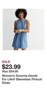 Kohl's Women's Sonoma Goods For Life Sleeveless Pintuck Dress offer