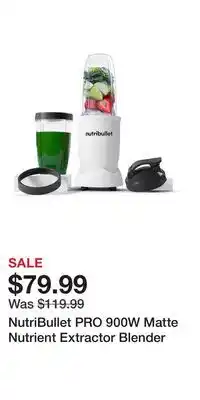 Kohl's NutriBullet PRO 900W Matte Nutrient Extractor Blender offer