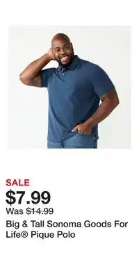 Kohl's Big & Tall Sonoma Goods For Life Pique Polo offer