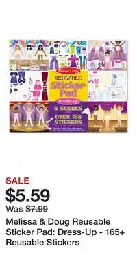 Kohl's Melissa & Doug Reusable Sticker Pad: Dress-Up - 165+ Reusable Stickers offer