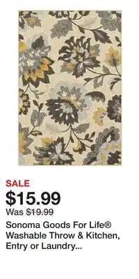 Kohl's Sonoma Goods For Life Washable Throw & Kitchen, Entry or Laundry Room Rug offer