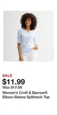 Kohl's Women's Croft & Barrow Elbow-Sleeve Splitneck Top offer