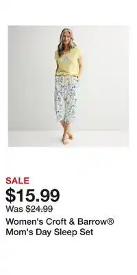Kohl's Women's Croft & Barrow Mom's Day Sleep Set offer