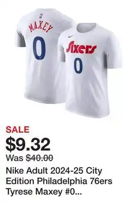 Dick's Sporting Goods Nike Adult 2024-25 City Edition Philadelphia 76ers Tyrese Maxey #0 T-Shirt offer