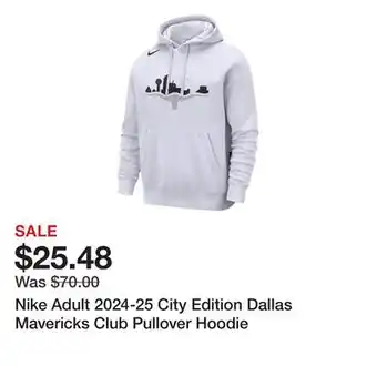 Dick's Sporting Goods Nike Adult 2024-25 City Edition Dallas Mavericks Club Pullover Hoodie offer