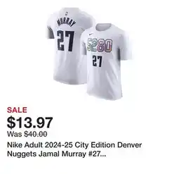 Dick's Sporting Goods Nike Adult 2024-25 City Edition Denver Nuggets Jamal Murray #27 T-Shirt offer