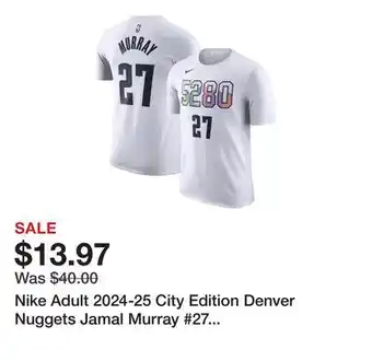 Dick's Sporting Goods Nike Adult 2024-25 City Edition Denver Nuggets Jamal Murray #27 T-Shirt offer