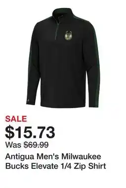 Dick's Sporting Goods Antigua Men's Milwaukee Bucks Elevate 1/4 Zip Shirt offer