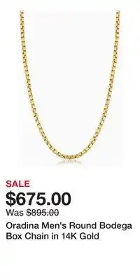 Nordstrom Oradina Men's Round Bodega Box Chain in 14K Gold offer