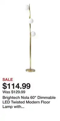 Nordstrom Brightech Nola 60 Dimmable LED Twisted Modern Floor Lamp with Glazed Glass Globes offer
