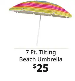 Ocean State Job Lot 7' Fiberglass Tilting Beach Umbrella offer